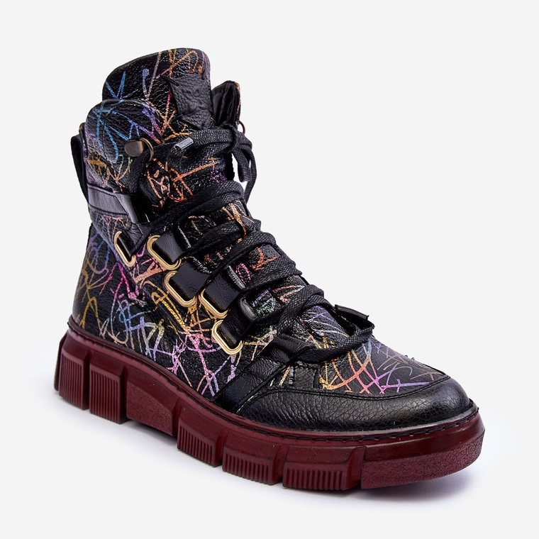 Läder Flat Lace Up Boots Maciejka 06158-01 Svart 1