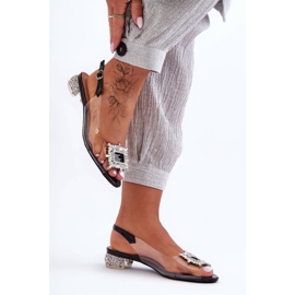 Genomskinliga sandaler med ornament Svart S.Barski MR1037-05 1