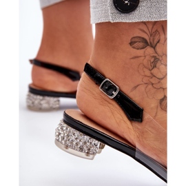 Genomskinliga sandaler med ornament Svart S.Barski MR1037-05 2