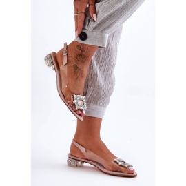 Genomskinliga sandaler med rosa ornament S.Barski MR1037-05 2