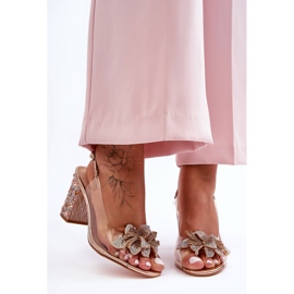 Dekorerade snygga sandaler Transparent Rose Gold S.Barski MR1037-18 rosa 1