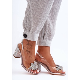 Dekorerade snygga sandaler Transparent Silver S.Barski MR1037-18 1