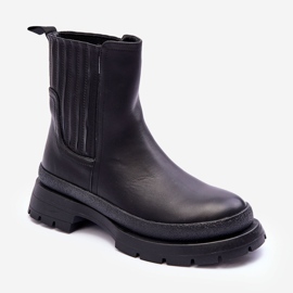 Chunky Läderstövlar Chelsea Boots Svart Rosan 1