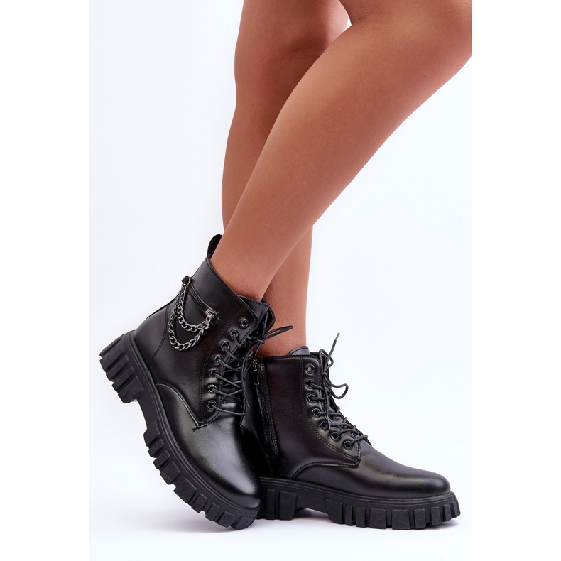 Snygga arbetarstövlar på den svarta Amro-plattformen 2