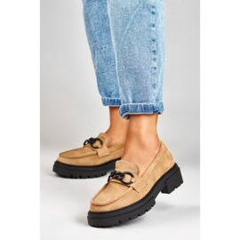 La.Fi Beige loafers på mockaplattform 2