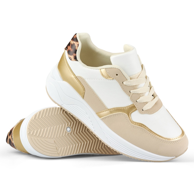 Sneakers i vitt och guld för kvinnor 1