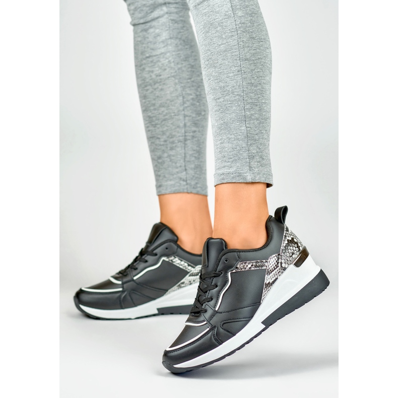 Svarta snörskor för kvinnor med låg kil 2