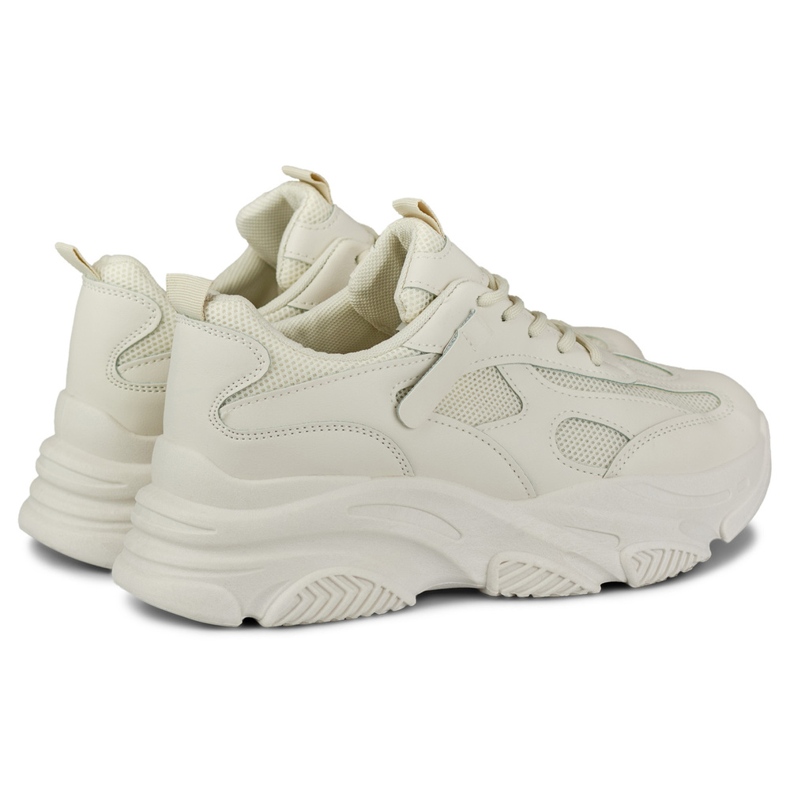 Beige sneakers för kvinnor med tjock sula svart 1