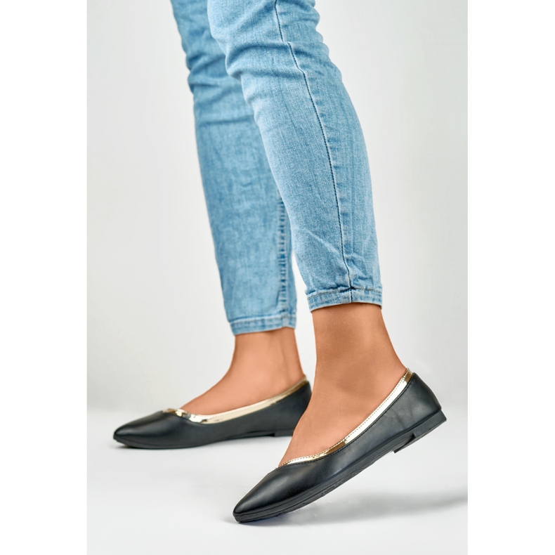 Svarta ballerinor för damer med gyllene tillägg 2