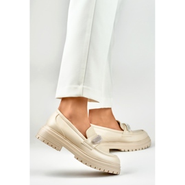 Beiga brogues med zirkoner beige 1