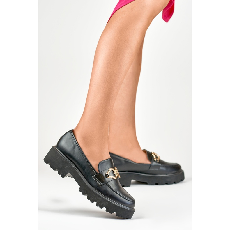 Svarta loafers i ekoläder för kvinnor 1