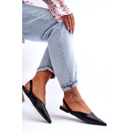 Kvinnors eko-läder glidande svarta ballerinor 4