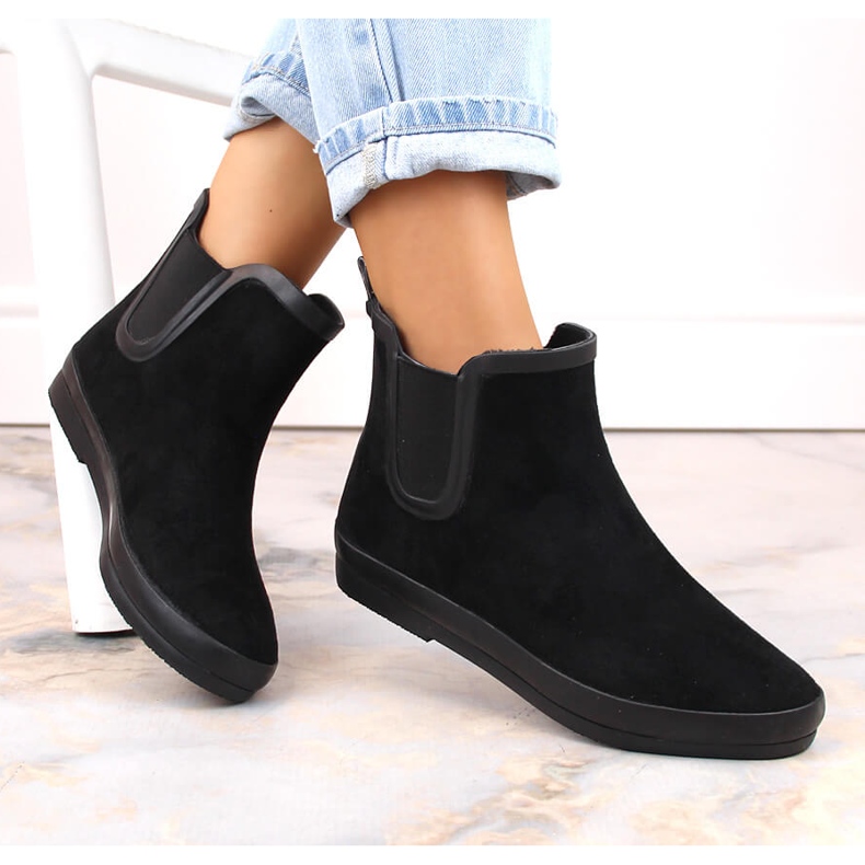 Regnstövlar vattentäta slip-on stövlar svarta Potocki RB36063 1