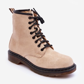 Asteoris Mocka Worker Boots med platt klack Beige 1