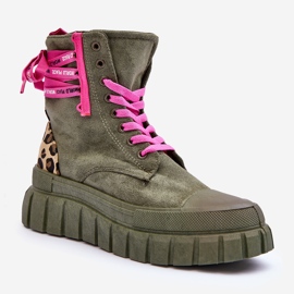 Kvinnors mocka plattform ankelboots grön rafter 1