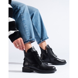 Vinceza svarta platta stövlar för kvinnor 1