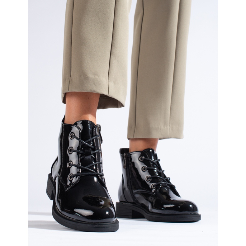 Damlackade svarta Vinceza-stövlar 1