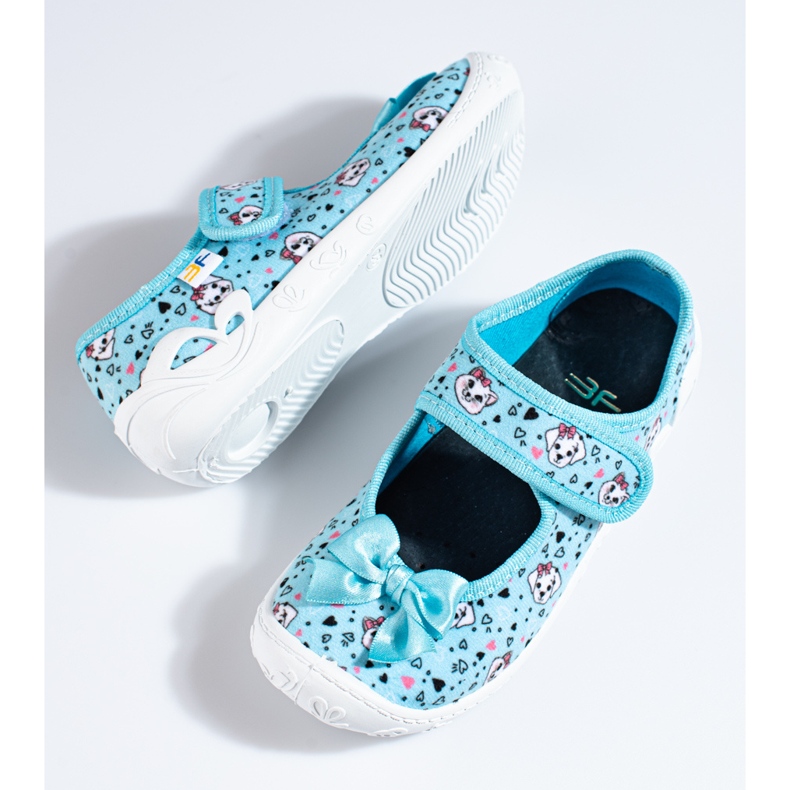 Blå tofflor för tjej med Shelovet-hundar mångfärgad 1