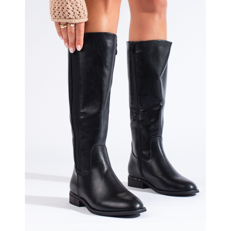 Shelovet svarta klassiska stövlar för kvinnor 1
