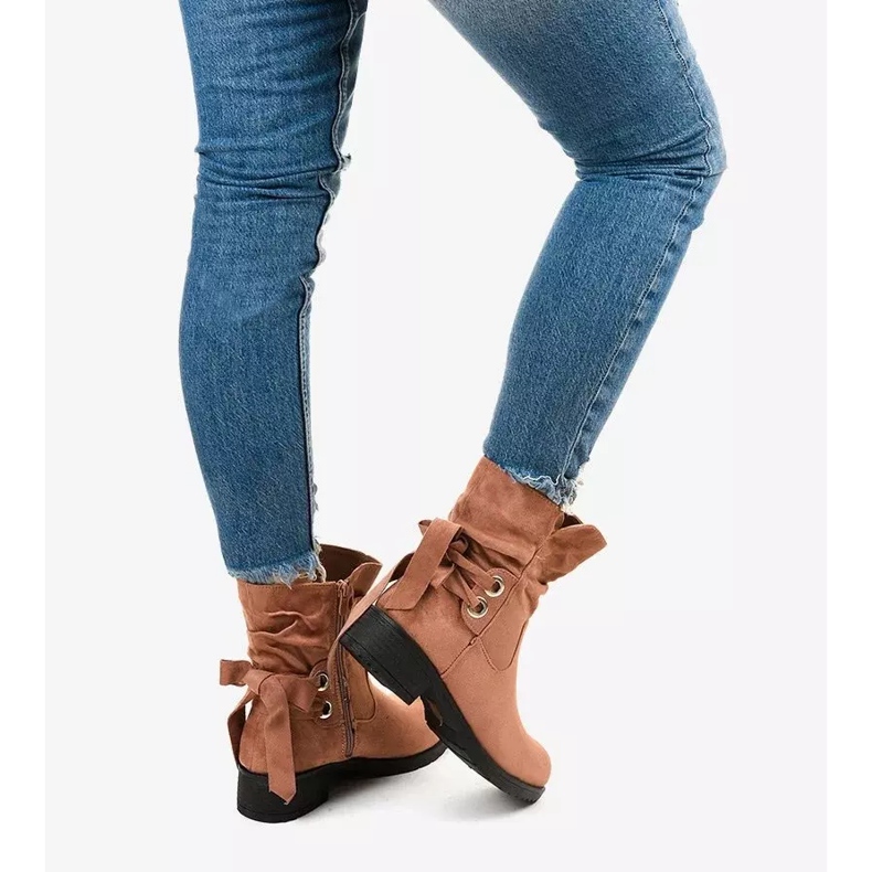 Afforen rosa stövletter i mocka 2