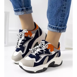 PA1 Marinblå sneakers med hög sula från Monica vit orange grå 2
