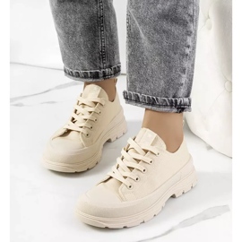 Beige sneakers med tjock Beat-sula 1