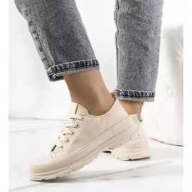 Beige sneakers med tjock Beat-sula 2