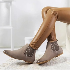 Lucciano grå matta slip-on stövlar beige 2