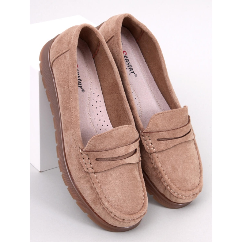 Loafers i mocka med innersula i läder från Marit Khaki beige 1