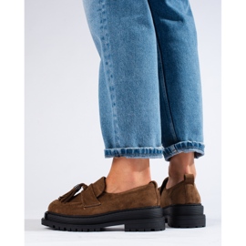 Brun mocka loafers för kvinnor på Shelovet-plattformen 1