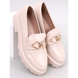 Zandra Beige loafers med spänne 1