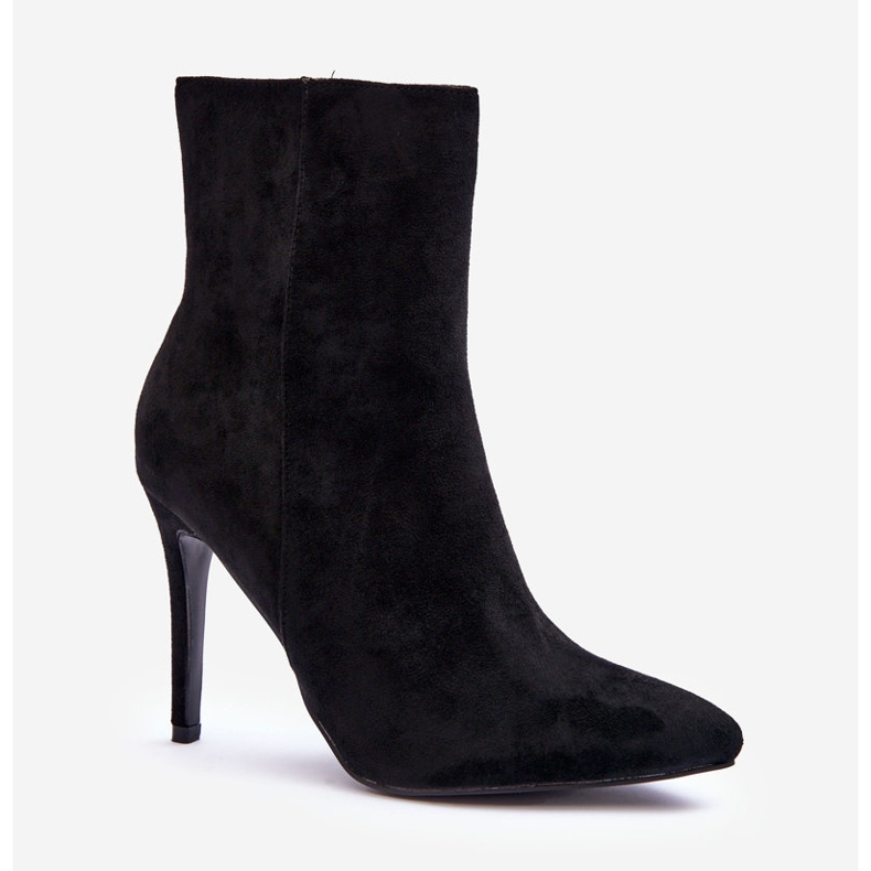 FB2 Svart mocka högklackade stövlar Eberpia 1