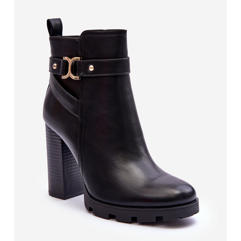 FB2 Högklackade läderstövlar Svart Liani 1