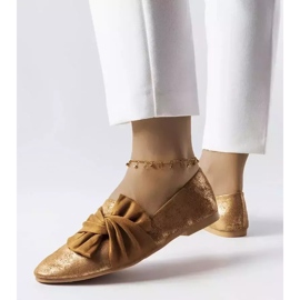 Bruna metalliska ballerinor med rosett från Dodier gyllene 2