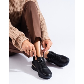 Svarta wedge sneakers i läder från Shelovet 1