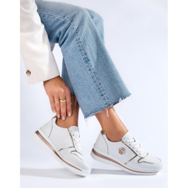 Shelovet sportskor i vit läder för kvinnor 1