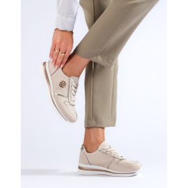 Shelovet sneakers i beige läder 1