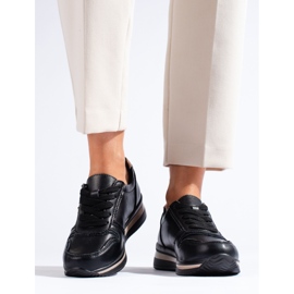 Shelovet sneakers i svart läder 2