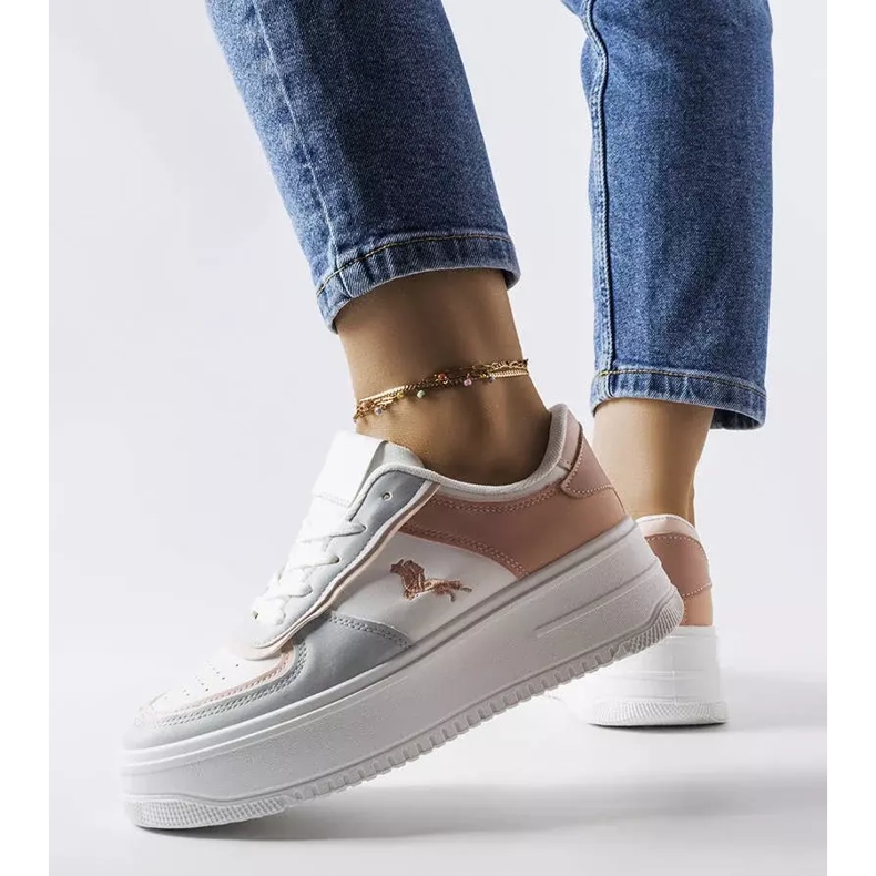 Rosa och blå platåsneakers från Gidle vit 2