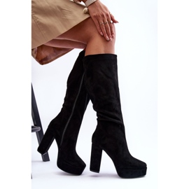Over-the-knee boots med svarta klackar och plattform Baldrema 2