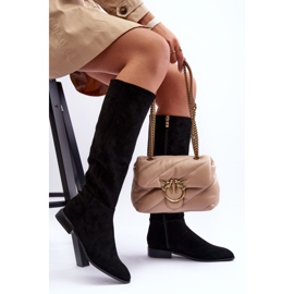 Mocka Flat Heel Boots Svart Eelin 1