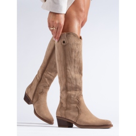 Shelovet cowboystövlar i beige mocka 1