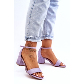 Smekmånad lila mocka klassiska sandaler med låg klack purpur 2