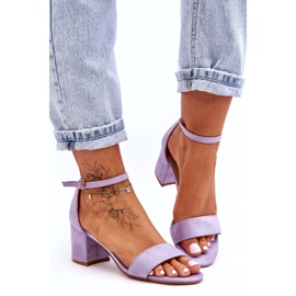 Smekmånad lila mocka klassiska sandaler med låg klack violett 3