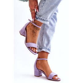 Smekmånad lila mocka klassiska sandaler med låg klack purpur 4