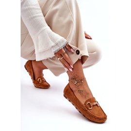 Super Mode Loafers i mocka för kvinnor med dekoration Brun Dionira 2