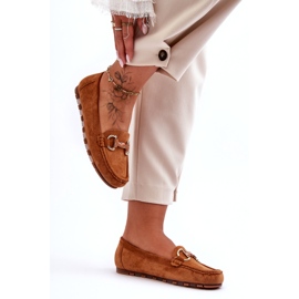 Super Mode Loafers i mocka för kvinnor med dekoration Brun Dionira 1