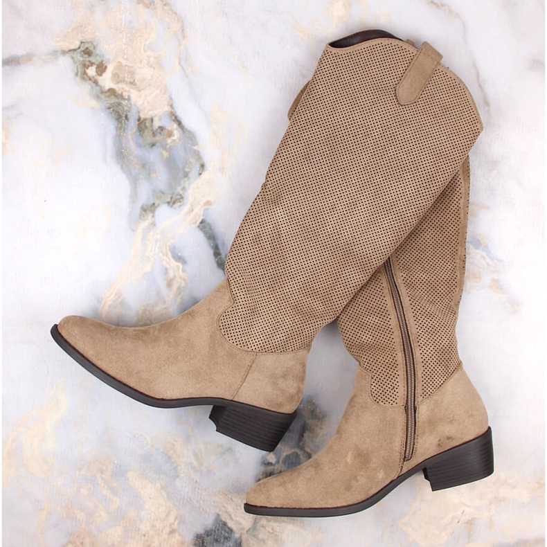 Damstövlar i beige isolerad mocka Jezzi RMR2353-4 1