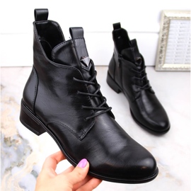 M. DASZYŃSKI Damstövlar med snörning och dragkedja isolerade svarta M.Daszyński SA198-24 1