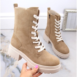 Isolerade arbetsstövlar i mocka för kvinnor kamel Potocki YQ21069 brun 1